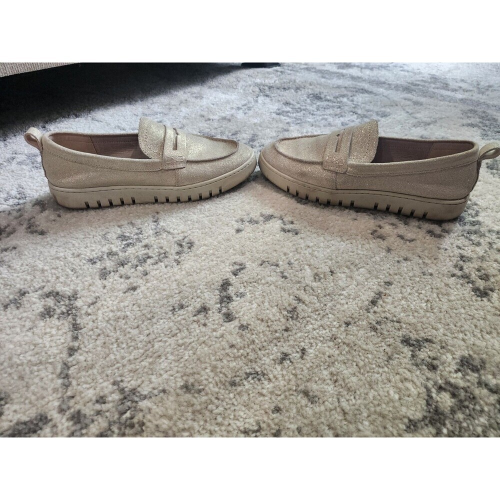 Anne Klein Livvey Tan Beige Leather Loafers Women’s 9M Sparkly Glitter - Picture 2 of 10